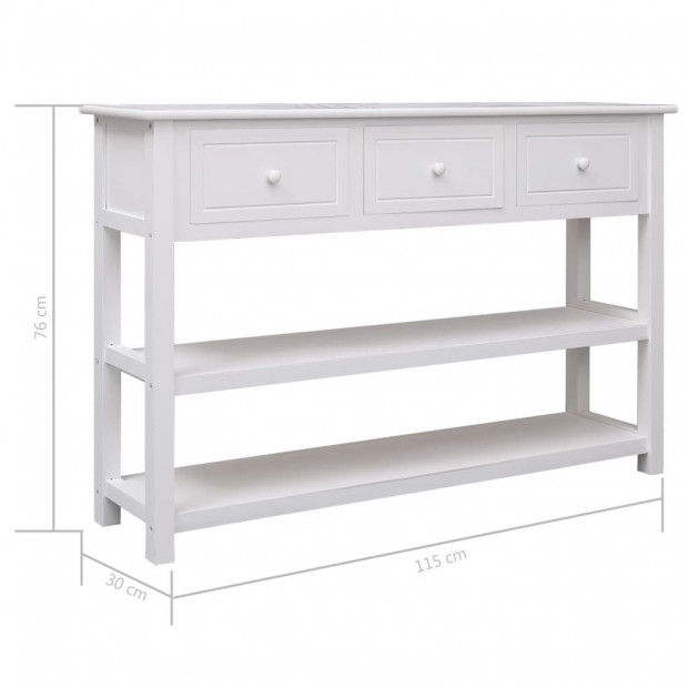 Sideboard White 115x30x76 Cm Wood Image 9