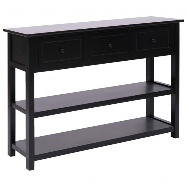 Sideboard Black Wood 115x30x76 Cm Image 2