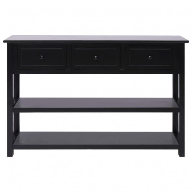 Sideboard Black Wood 115x30x76 Cm Image 3