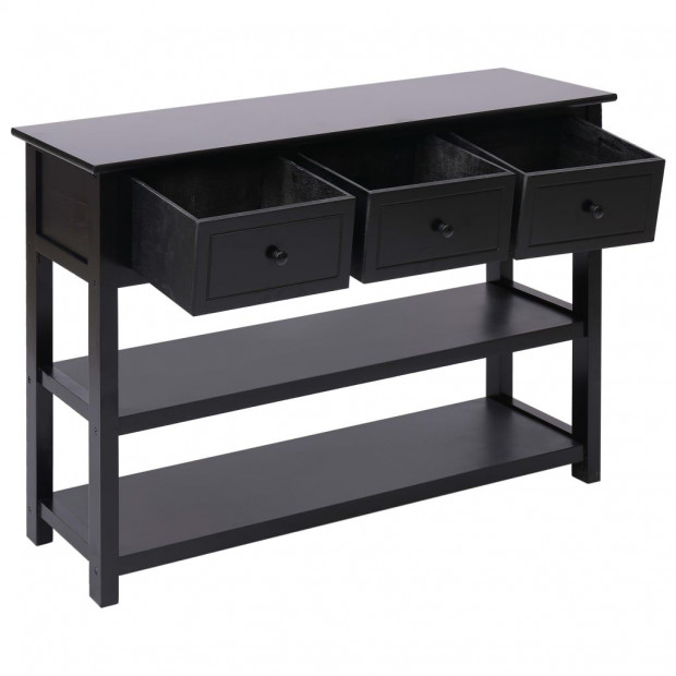 Sideboard Black Wood 115x30x76 Cm Image 5