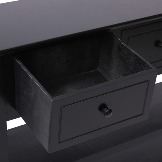 Sideboard Black Wood 115x30x76 Cm Image 6