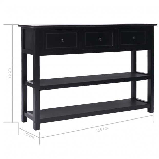 Sideboard Black Wood 115x30x76 Cm Image 8