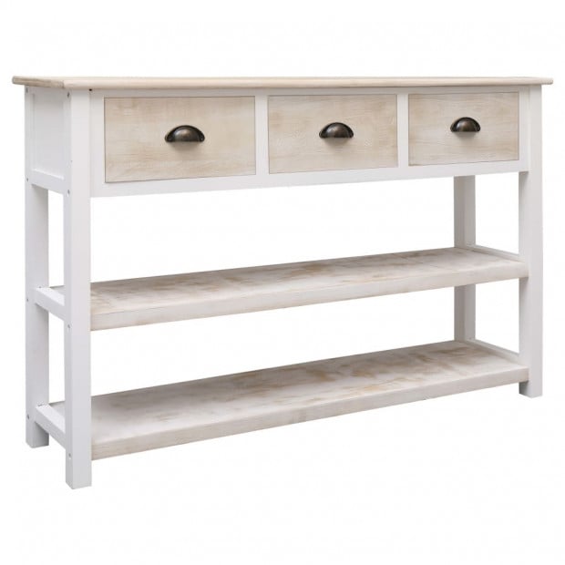 Sideboard Natural And White 115x30x76 Cm Wood