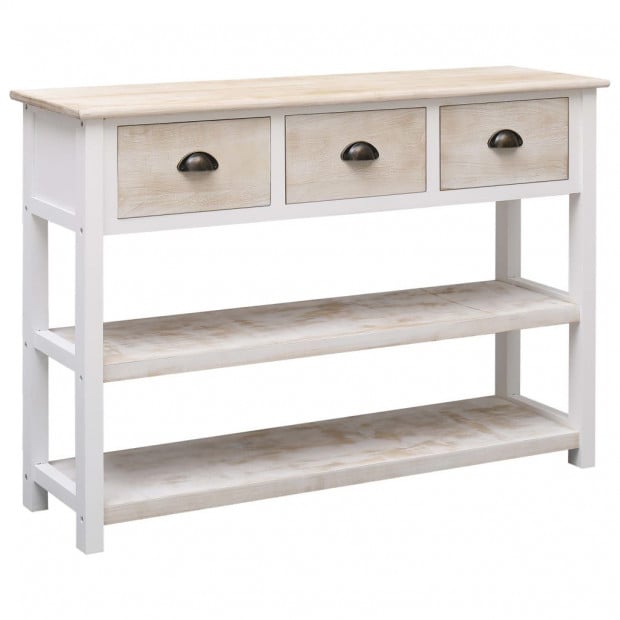 Sideboard Natural And White 115x30x76 Cm Wood Image 2