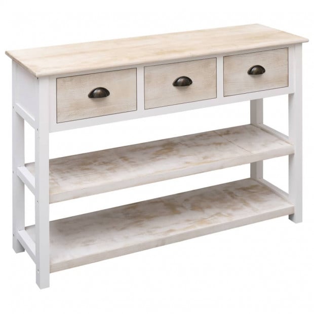 Sideboard Natural And White 115x30x76 Cm Wood Image 3