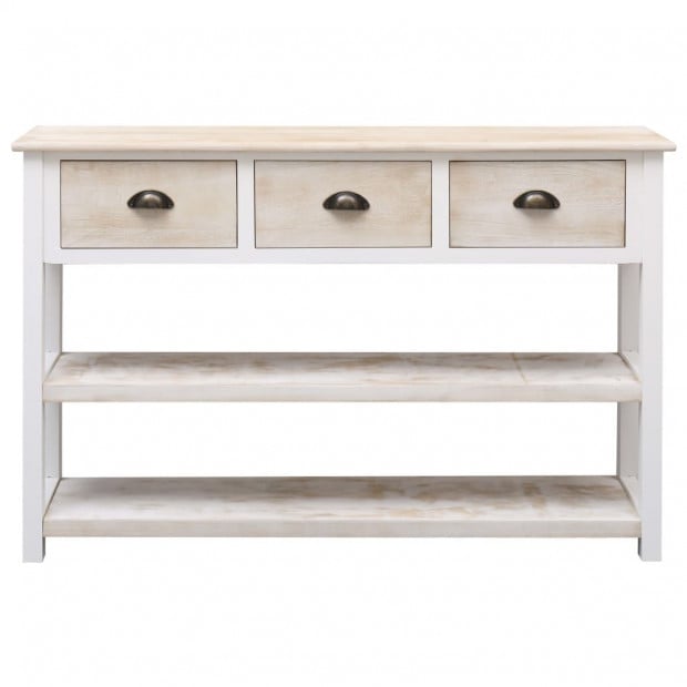 Sideboard Natural And White 115x30x76 Cm Wood Image 4
