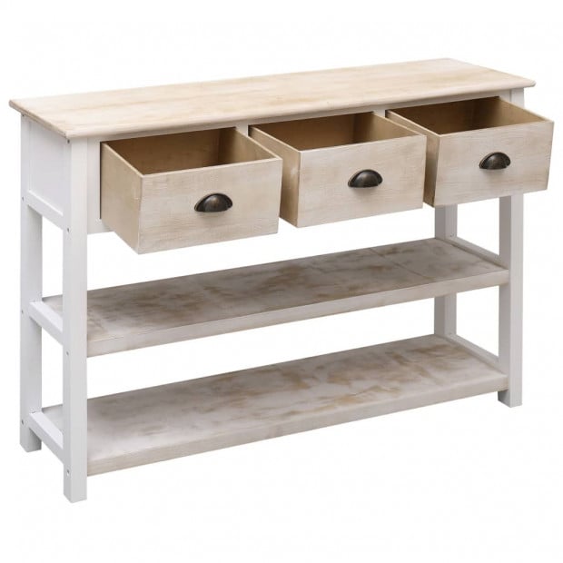 Sideboard Natural And White 115x30x76 Cm Wood Image 6
