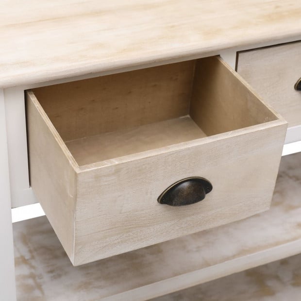 Sideboard Natural And White 115x30x76 Cm Wood Image 7