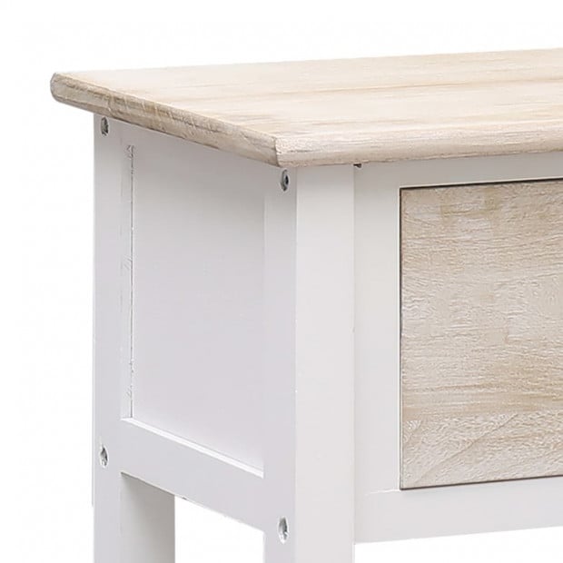 Sideboard Natural And White 115x30x76 Cm Wood Image 8