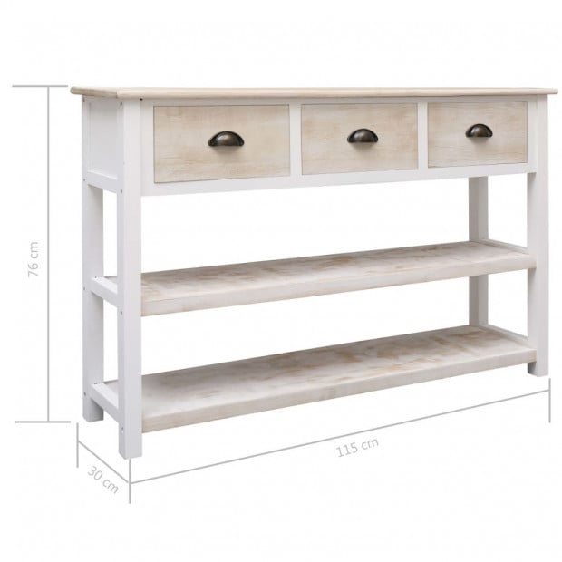 Sideboard Natural And White 115x30x76 Cm Wood Image 9