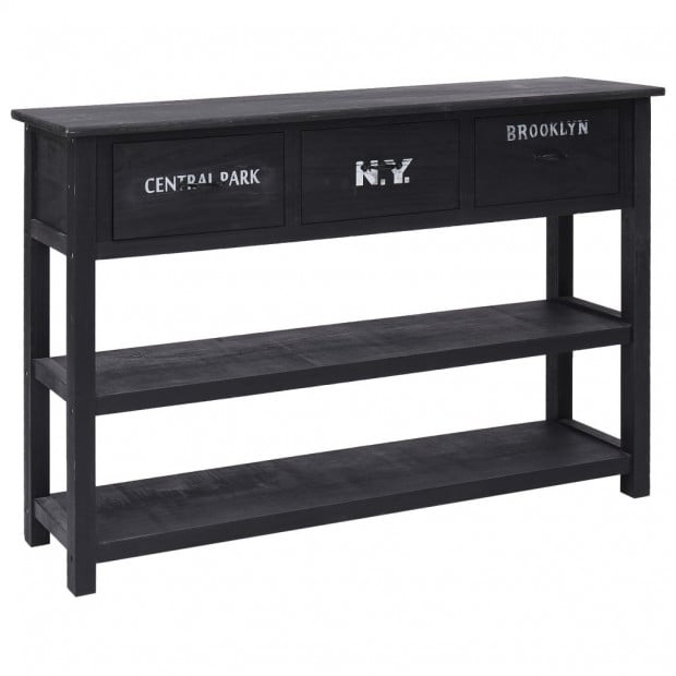 Sideboard Black 115x30x76 Cm Wood Image 2
