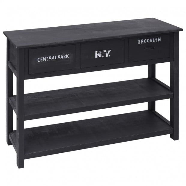 Sideboard Black 115x30x76 Cm Wood Image 3