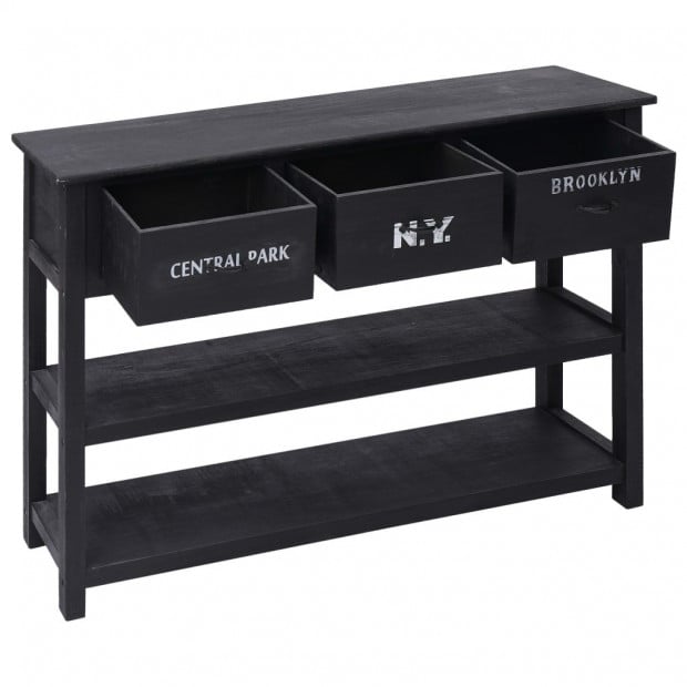 Sideboard Black 115x30x76 Cm Wood Image 6