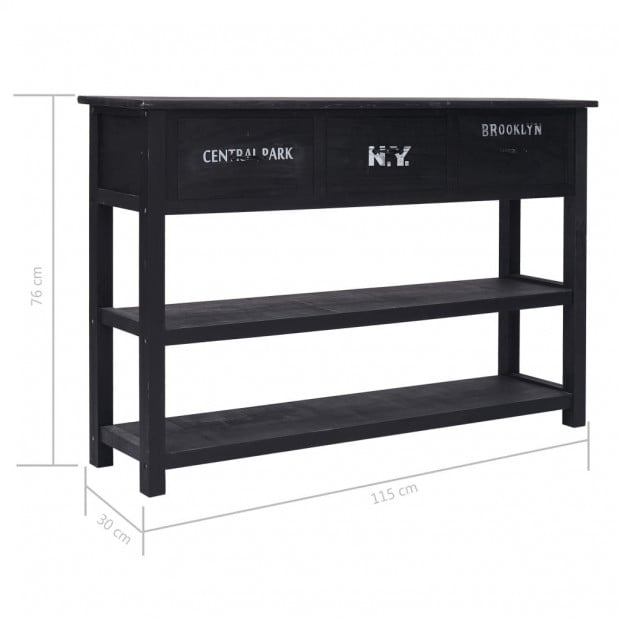 Sideboard Black 115x30x76 Cm Wood Image 9