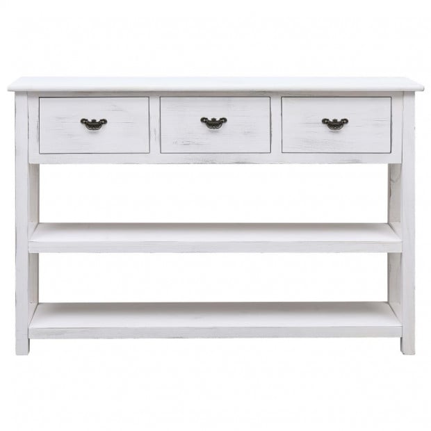 Sideboard Antique White 115x30x76 Cm Wood Image 3