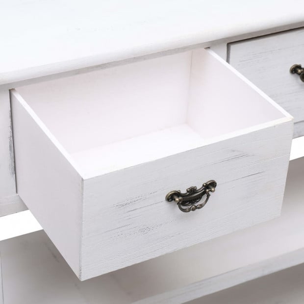 Sideboard Antique White 115x30x76 Cm Wood Image 6