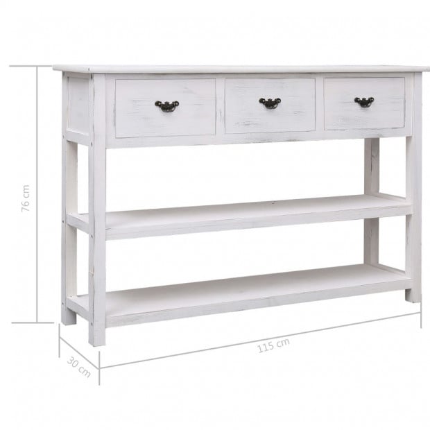 Sideboard Antique White 115x30x76 Cm Wood Image 9