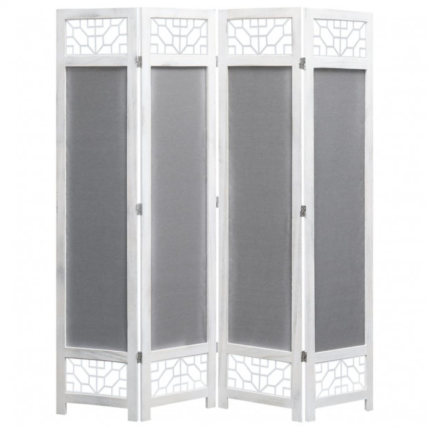 4-panel Room Divider Grey 140x165cm Fabric Grey