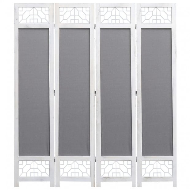 4-panel Room Divider Grey 140x165cm Fabric Grey Image 3