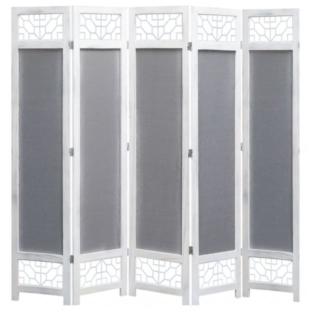 5-panel Room Divider Grey 175x165cm Fabric Grey