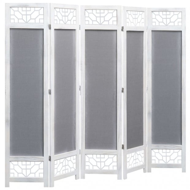 5-panel Room Divider Grey 175x165cm Fabric Grey Image 2