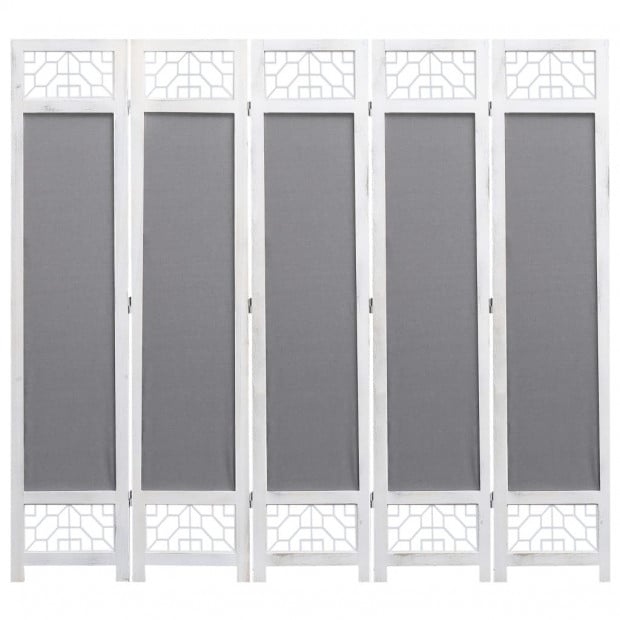 5-panel Room Divider Grey 175x165cm Fabric Grey Image 3