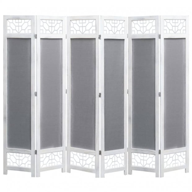 6-panel Room Divider Grey 210x165cm Fabric Grey
