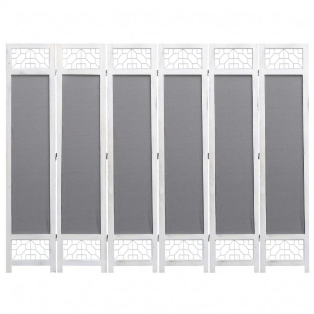 6-panel Room Divider Grey 210x165cm Fabric Grey Image 3