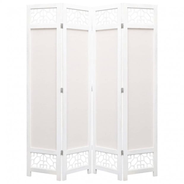 4-panel Room Divider Cream 140x165cm Fabric Cream