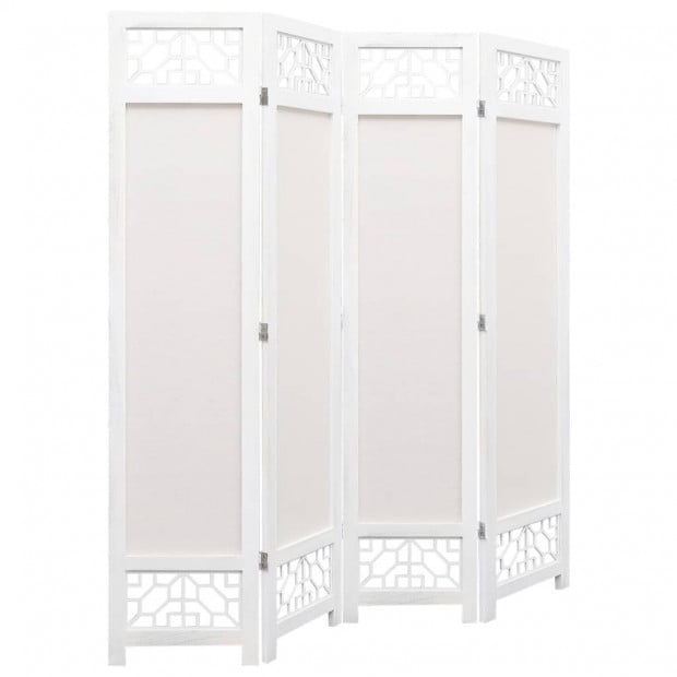 4-panel Room Divider Cream 140x165cm Fabric Cream Image 2