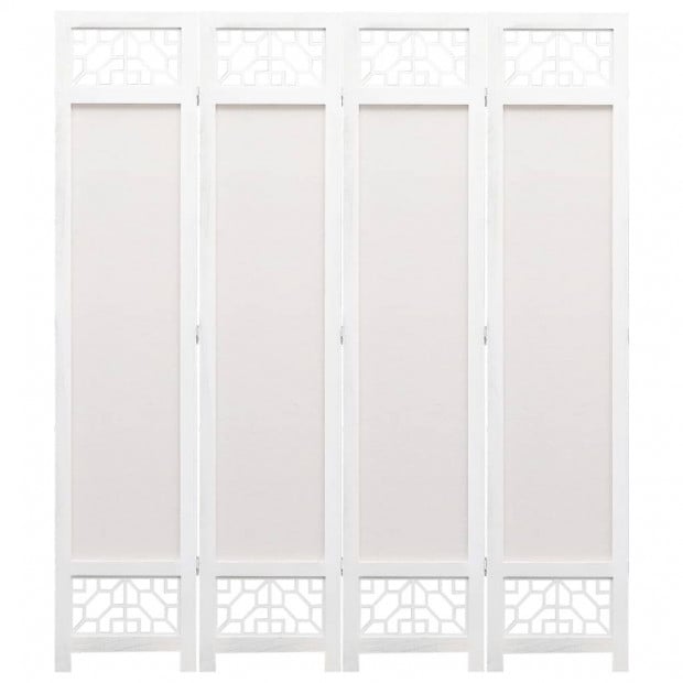 4-panel Room Divider Cream 140x165cm Fabric Cream Image 3