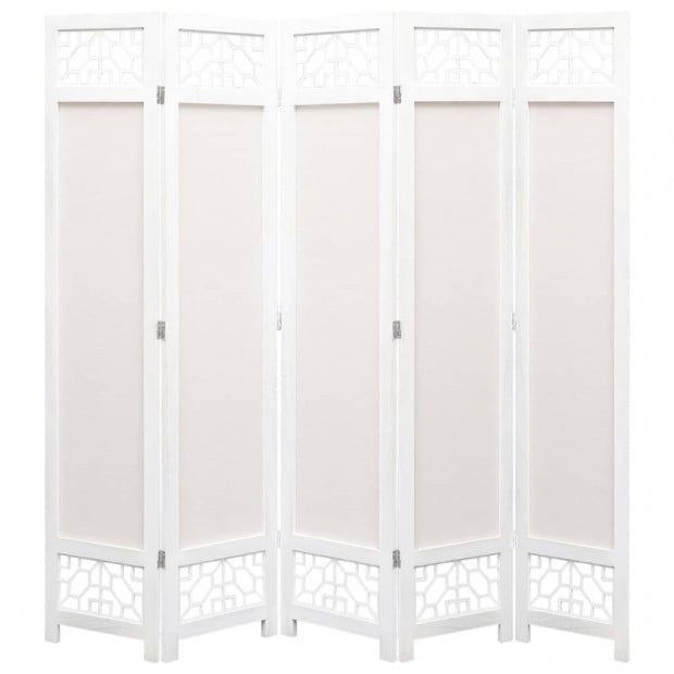 5-panel Room Divider Cream 175x165cm Fabric Cream