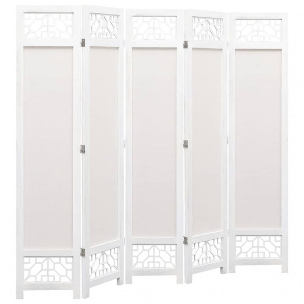 5-panel Room Divider Cream 175x165cm Fabric Cream Image 2
