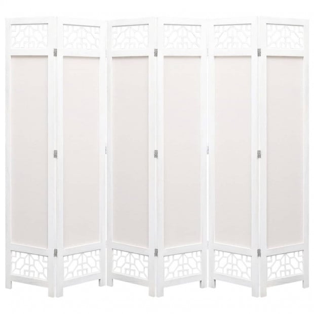 6-panel Room Divider Cream 210x165cm Fabric Cream
