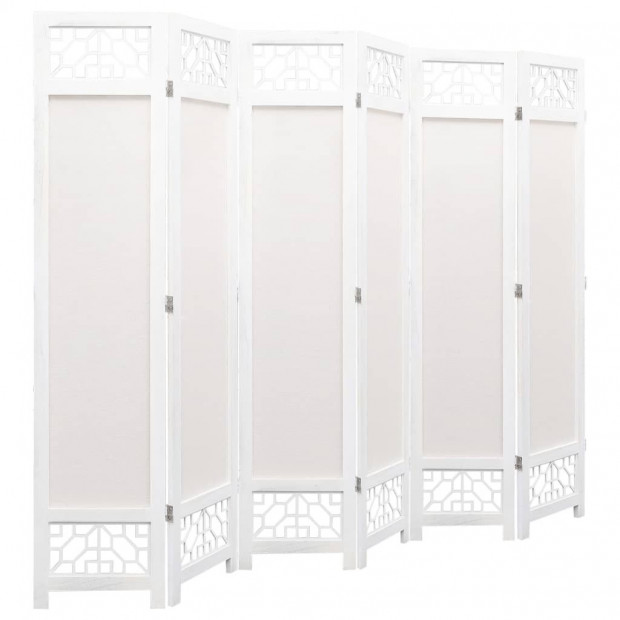 6-panel Room Divider Cream 210x165cm Fabric Cream Image 2