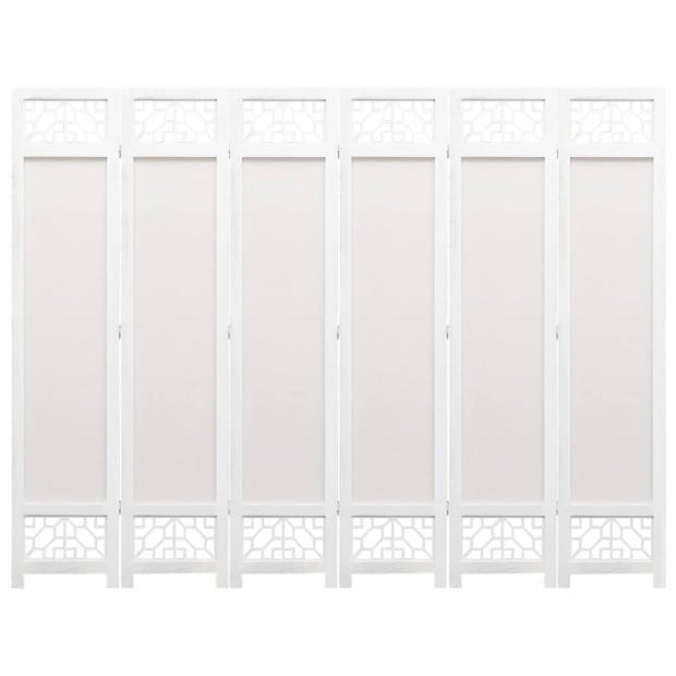 6-panel Room Divider Cream 210x165cm Fabric Cream Image 3