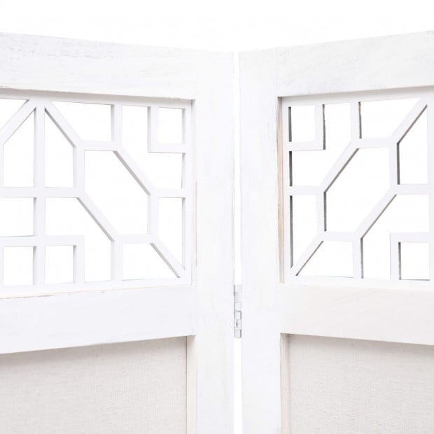 6-panel Room Divider Cream 210x165cm Fabric Cream Image 5