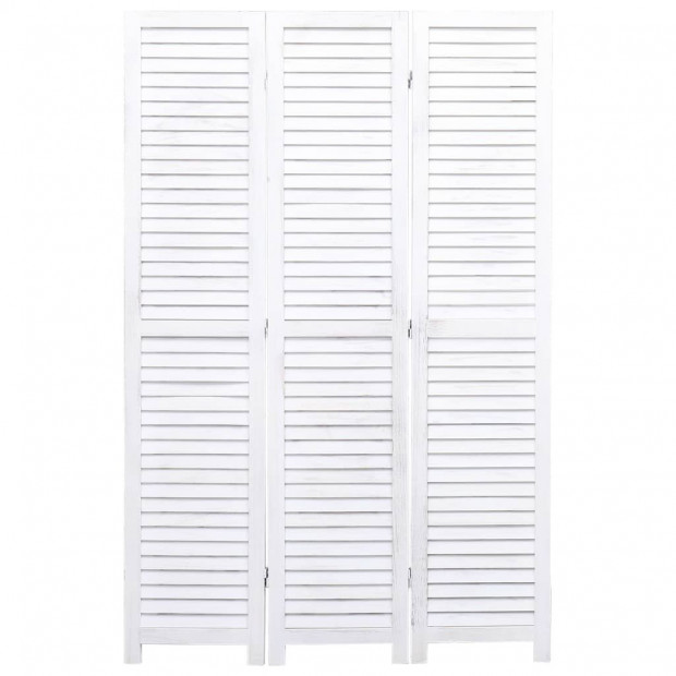 3-panel Room Divider White 105x165cm Wood White Image 2