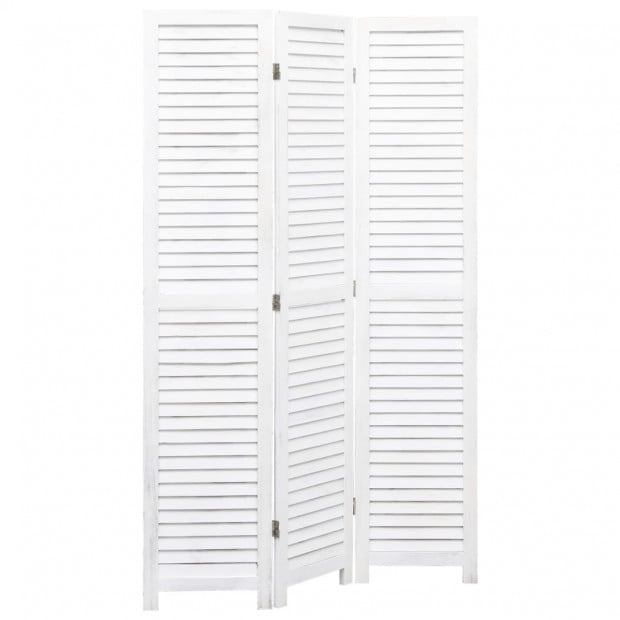 3-panel Room Divider White 105x165cm Wood White Image 3