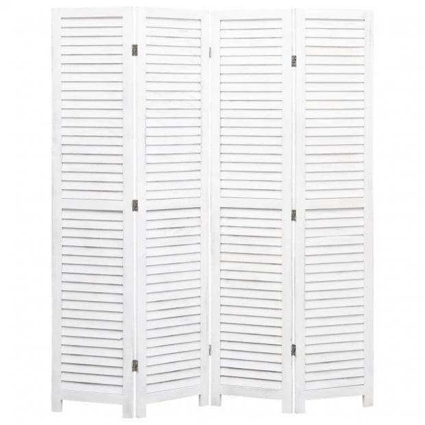 4-panel Room Divider White 140x165cm Wood White