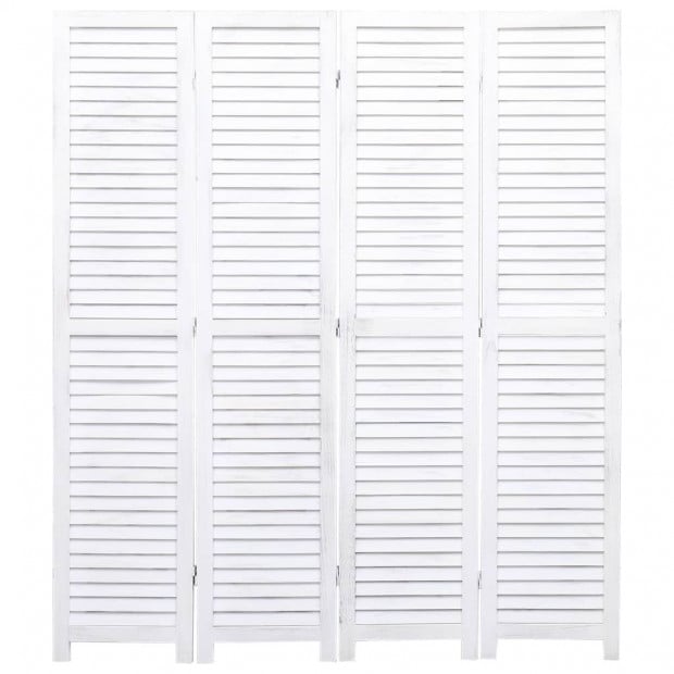 4-panel Room Divider White 140x165cm Wood White Image 2
