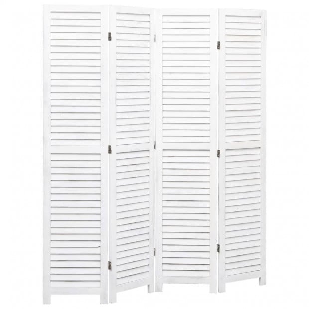 4-panel Room Divider White 140x165cm Wood White Image 3