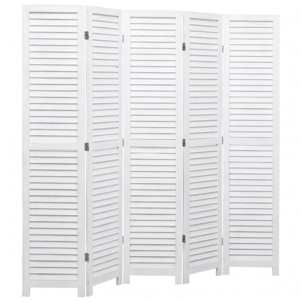5-panel Room Divider White 175x165cm Wood White