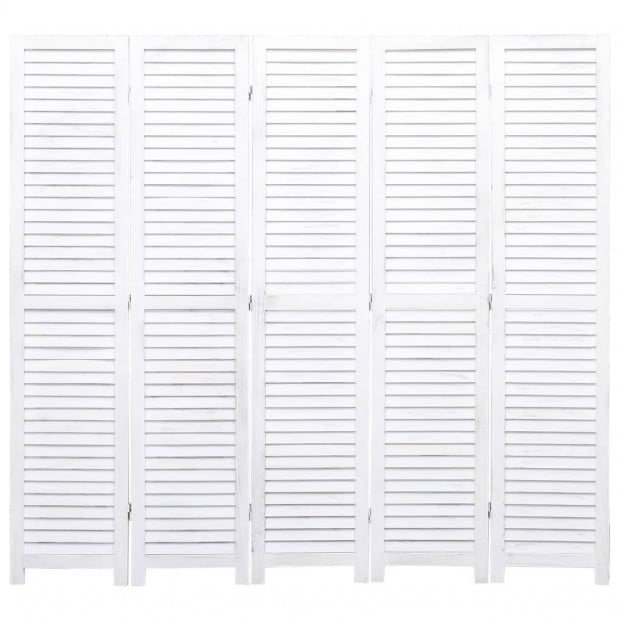 5-panel Room Divider White 175x165cm Wood White Image 2