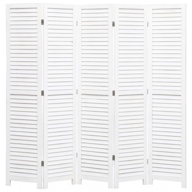 5-panel Room Divider White 175x165cm Wood White Image 3