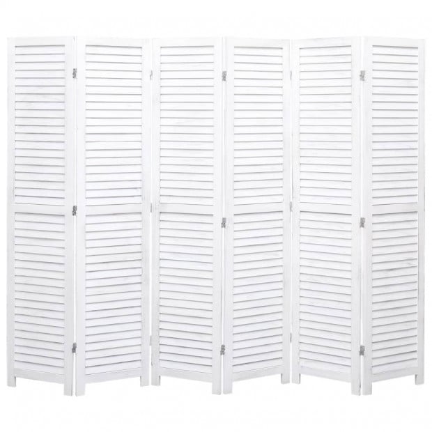 6-panel Room Divider White 210x165cm Wood White
