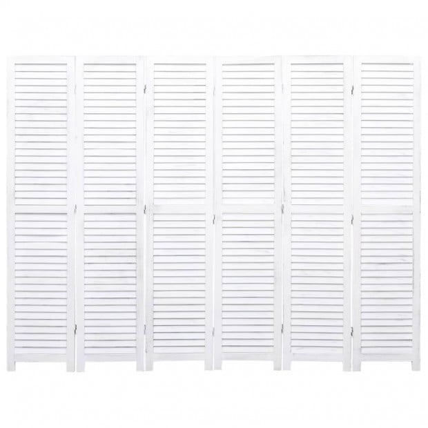6-panel Room Divider White 210x165cm Wood White Image 2