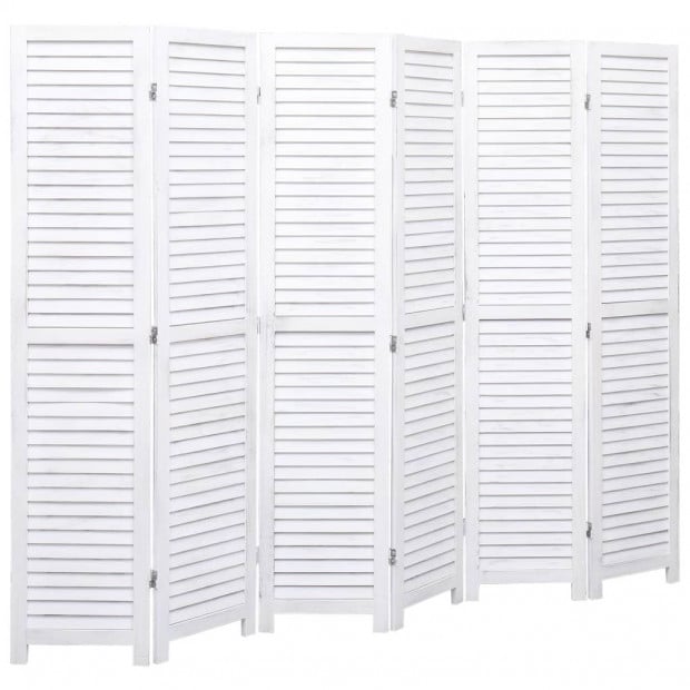 6-panel Room Divider White 210x165cm Wood White Image 3