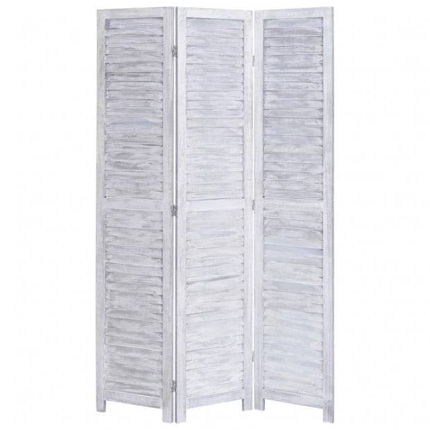 3-panel Room Divider Grey 105x165cm Wood White