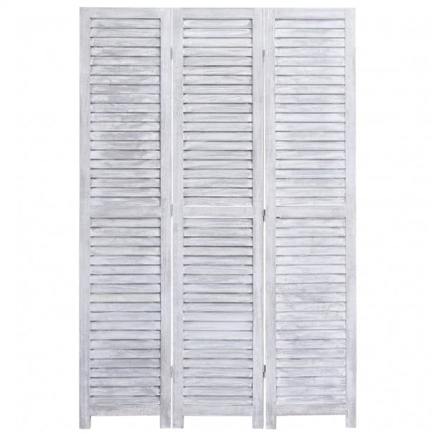 3-panel Room Divider Grey 105x165cm Wood White Image 2